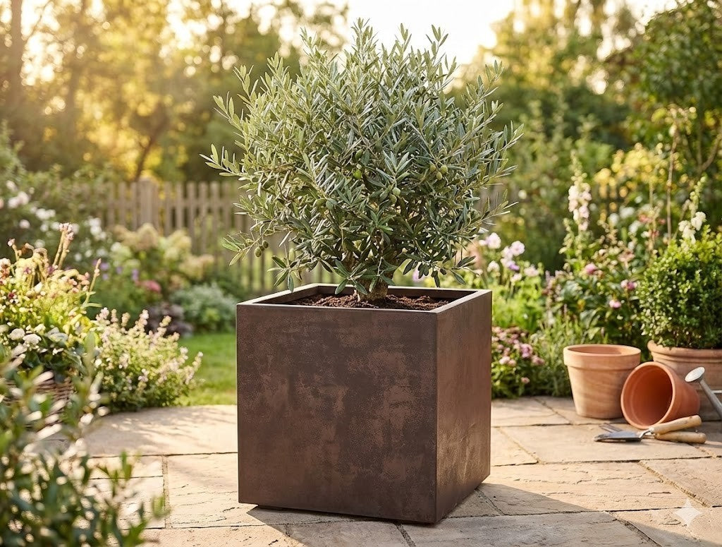 Deroma Cubo Millennium 49 cm Brownstone | Blumenkübel Pflanzkübel